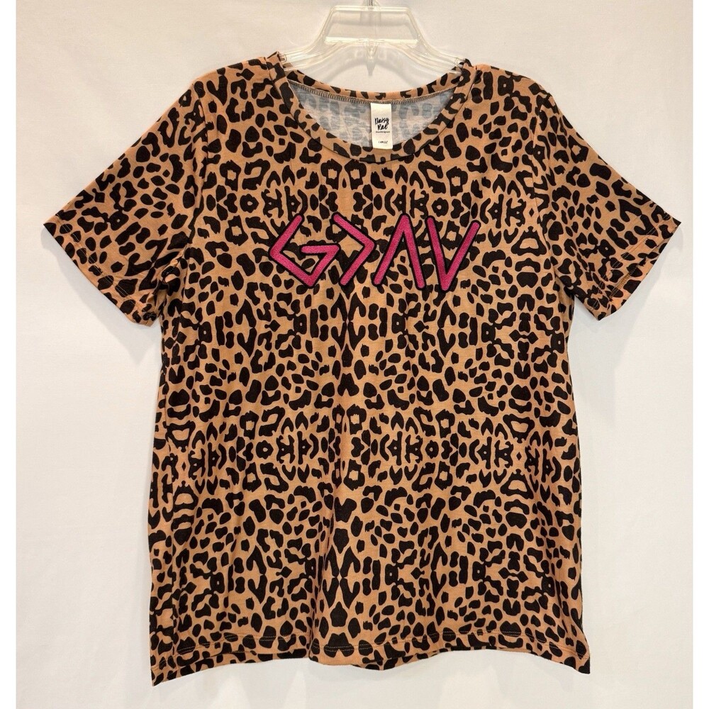 Women’s L Leopard & Pink "God is Greater than the Highs & Lows" Tee by Daisy Rae
